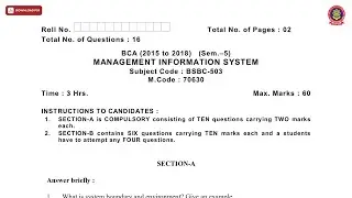 BCA 5TH SEM MANAGEMENT INFORMATION SYSTEM JAN 2021 | PTU