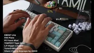 KBD67 Lite | FR4 Plate | L/F Gateron Hippos | TEMPE5T Tape Mod | PE Foam Typing Test