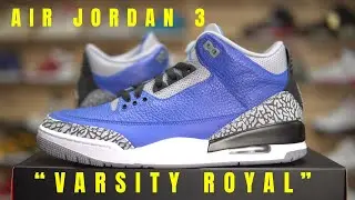 FIRST LOOK NIKE AIR JORDAN RETRO 3s “VARSITY ROYAL” IN HAND AND ON FOOT REVIEW