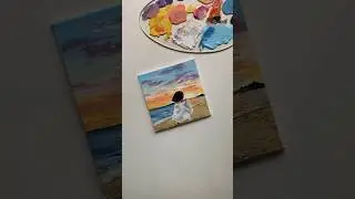 Sunset waves ✨💛 Acrylic Painting | #shorts #ytshorts