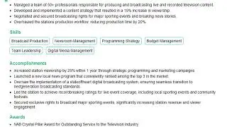 Build a Television Station Manager Resume | ResumeGemini
