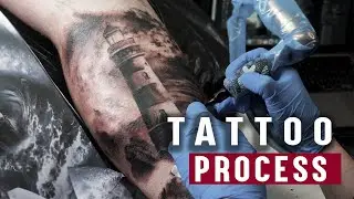 Lighthouse Tattoo Process | Real Time and Fast