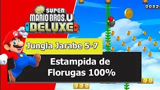 New Super Mario Bros U Deluxe | Mundo 5 - 100% | Estampida de Florugas (5-7) TODAS las Monedas
