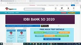 IDBI BANK SO 2020,  Free Online Mock Test  | Online Test Series |  Important  Questions