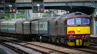 UK Railtours - The Kent Coaster | 33029 + 33207 haul a rake of Mk2s through Ashford International