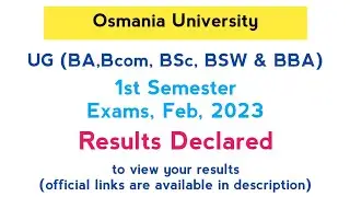 UG (Degree) 1st Sem Regular Exam Results Released | OU
