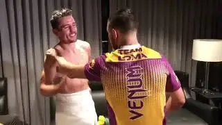 Respect: Vasyl Lomachenko visits Anthony Crolla&rsquo;s dressing room post-fight
