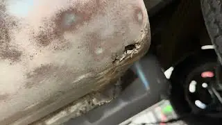 Bill&rsquo;s 1969 Mercury Cougar XR7 Convertible - rot hole found in right rear quarter panel; sanding