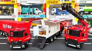 Diecast Truck of Container Truck, Wing Box Truck and Fire Truck | Review Toys 🚚