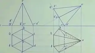 Drawing the Projections of a Hexagonal Pyramid with an Inclined Axis Parallel to the VP!