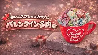 赤いエスプレッソカップに、バレンタイン多肉💝🍫✨