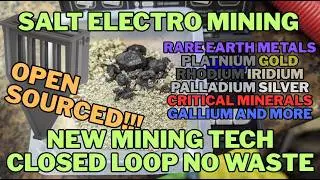 Extracting precious metals gold rhodium platinum rare earth elements with saltwater and electricity