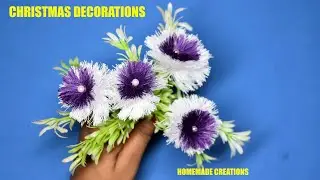 Christmas decoration idea at home 2021/ Easy Hand Embroidery flower design trick