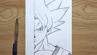How to draw Goku || Easy Goku drawing step by step || Anime drawing half face foe beginners