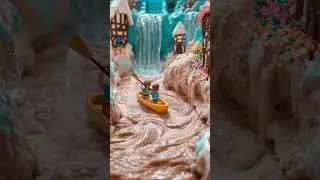 Mini Canoe on a chocolate river #animation #funny #cartoon