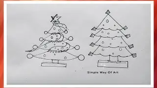 Christmas tree drawing || Christmas tree drawing easy step by step 