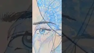 Anime girl ft.mandala🤭. #painting #mandala #anime #bluehair #splash #art #blueeyes