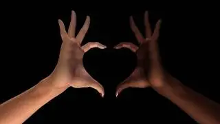 White and Black Female Hands in Heart Sign