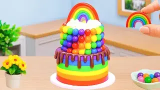 Mini Rainbow Cake Recipe With Chocolate | How To Make Sweet Miniature Cooking Rainbow Cake