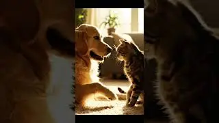 Dog and Cat Are Cute Friends😻🐕 #youtube #animals #dog #cat #shorts