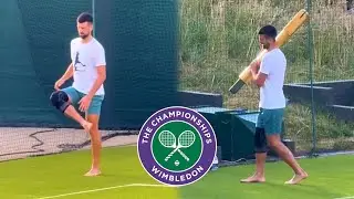 Novak Djokovic is JOKING at First Practice on Grass - Wimbledon 2024