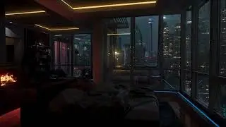 Relaxing Rainy Night 🌧️ Cozy Apartment with Fireplace & City Lights &mdash; Sleep, Meditation | Toronto