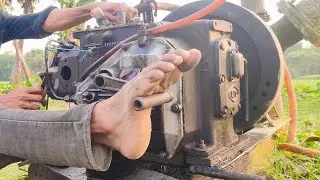 As the big brother could not start the big shallow machine, the younger brother started the machine.