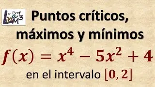 Máximos y mínimos de la función f(x)=x^4-5x^2+4 | La Prof Lina M3