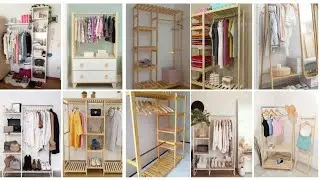 Portable Clothes Rack Coat Garments Stands Bamboo Rail Hanger Airer Closet|Natural Wood|Clothes Rack