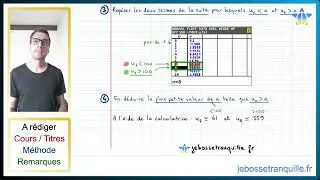 📝PDF | FICHE M&Eacute;THODE | Determiner le plus petit entier n avec la calculatrice