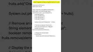 Java Program Tutorial:  Remove elements in a List | #java  @Technicalstuffs07