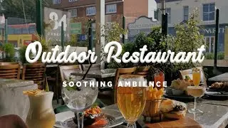 Outdoor Restaurant Ambience | People Chatting Sound | Soft Jazz Background | 8 Hours