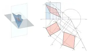 Sección de un prisma recto 🍞 por un plano oblicuo en sistema diédrico
