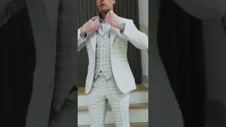 Sleek and Suave: Elevate Your Wardrobe with the Oyster Grigio Houndstooth Suit | #shorts
