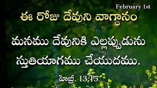 ఈ రోజు దేవుని వాగ్ధానం | February 1st | #morningdevotion | #hebron #godsword #promiseverse #bible