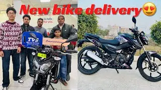 Finally taking delivery of 2nd tvs raider 😍😍 super squad edition in black panther 🏍️