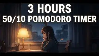 NIGHT OWL STUDY WITH ME 🌙 3 Hour Pomodoro Timer (50/10) | Rainy City Window Ambience