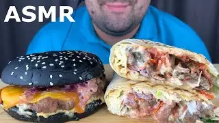 АСМР ШАУРМА И ЧЕРНЫЙ БУРГЕР МУКБАНГ (ИТИНГ) ЗВУКИ ЕДЫ