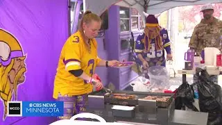 Vikings fans tailgate outside US Bank Stadium