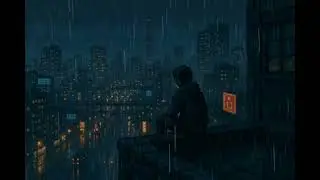 Rainy Rooftop Pixel Art &ndash; City Night View for Sleep, Study, and Relaxation Ambience