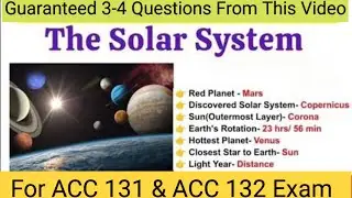Solar System Imp MCQs For ACC 131 & ACC 132 Exam || ACC 131 SOLAR SYSTEM