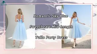 Short Flaring Sky Blue Tulle Cocktail Dress 2022 | ZAPAKA