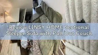 Review LINSY HOME Sectional Sleeper Sofa with Pull Out Couch Bed - Convertible Plush Corduroy Cloud