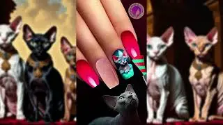 Hairless Cat Nail Art idea 4K | ASMR Animation with relaxing sounds