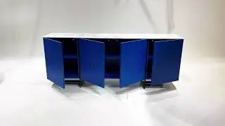 APARADOR LUGO de madera MDF lacada con tapa de cer&aacute;mica efecto m&aacute;rmol y base de metal lacado