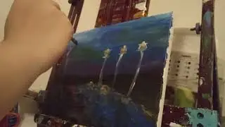 Acrylic Painting starting 3 of them man ghost yard 