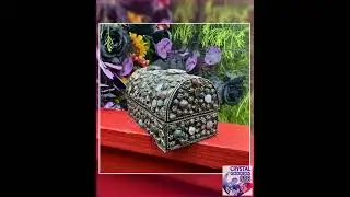 Vintage Moroccan Jewelry Box: Agate Inlaid Dome Top, Silver Filigree