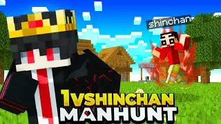 Can I Escape SHINCHAN in Minecraft Manhunt with OP Weapons?