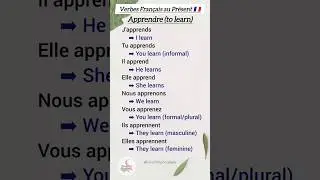 🇫🇷 French Verbs in Present Tense: Apprendre & Surprendre📈#verbesfran&ccedil;ais #apprendre #online #delf
