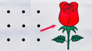 How to Draw a Beautiful Rose Using 9 Dots | Easy & Beautiful Flower Drawing for Beginners